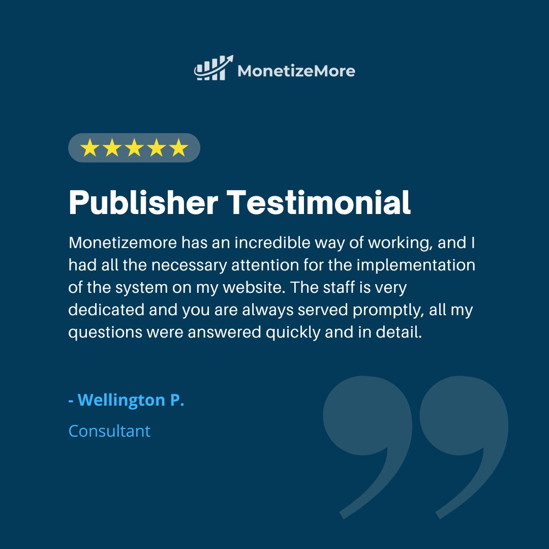 monetizemore: Ad monetization solutions you can trust? Partner with MonetizeMore today!
go.monetizemore.com/ub-sign-up/

#testimonialthursday #monetizemore #reviews #trafficcop #googlecertified