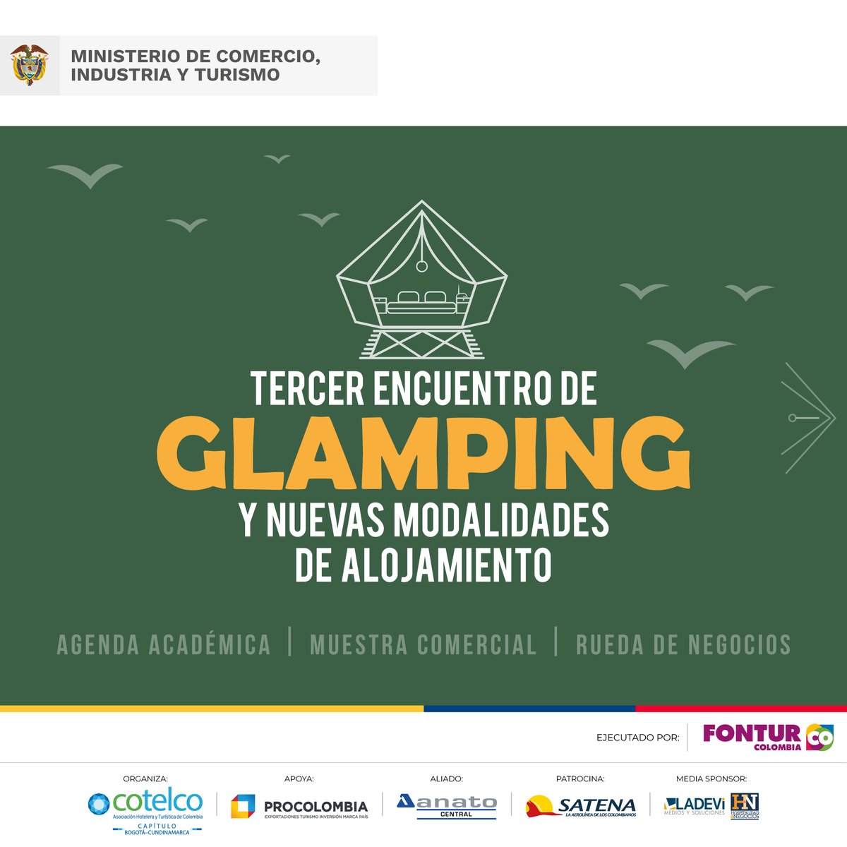 CotelcoBogota's tweet photo. ¡Descubre las nuevas tendencias de alojamiento en el lll Encuentro de Glamping y Nuevas Modalidades de Alojamiento,  Inscríbete ahora y asegura tu lugar! 

➡️Pre-Registro aquí:https://t.co/cfUIokCNCk

✅Agenda académica
✅Muestra comercial
✅Rueda de negocios https://t.co/6cs5z2KPkY