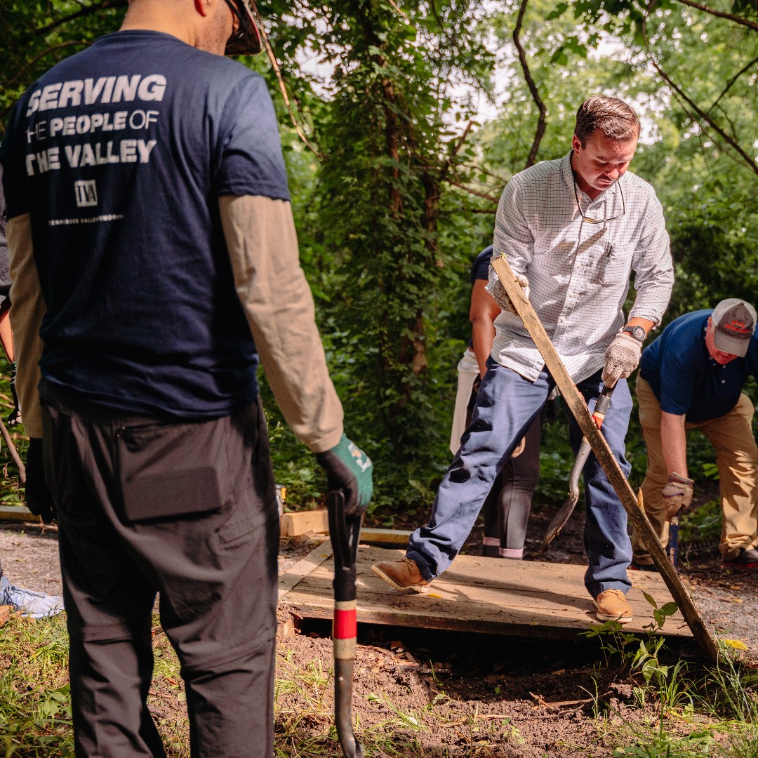 TVA_Julia's tweet photo. Happy 90th Anniversary to @TVAnews! We're proud to have completed community service projects across the valley today, from food sorting to habitat restoration… including right here in Memphis at Overton Park! Here's to another year of helping our communities thrive! #TVA90 https://t.co/J4hHiSmGZ4