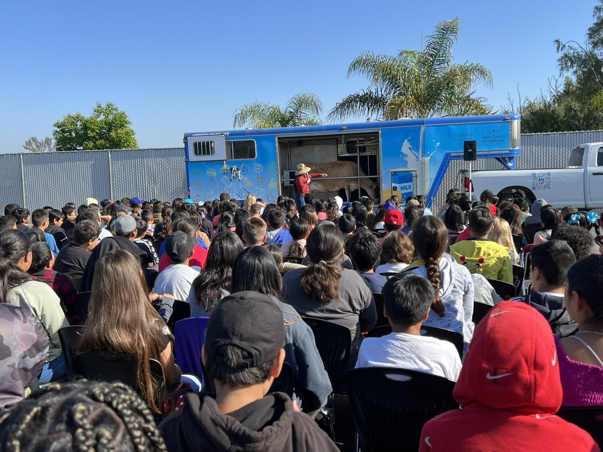 So excited to have Roxy the cow and the Mobile Dairy Classroom come and share their knowledge with our rockets today. @WendyNumata @Columbia_VVUSD