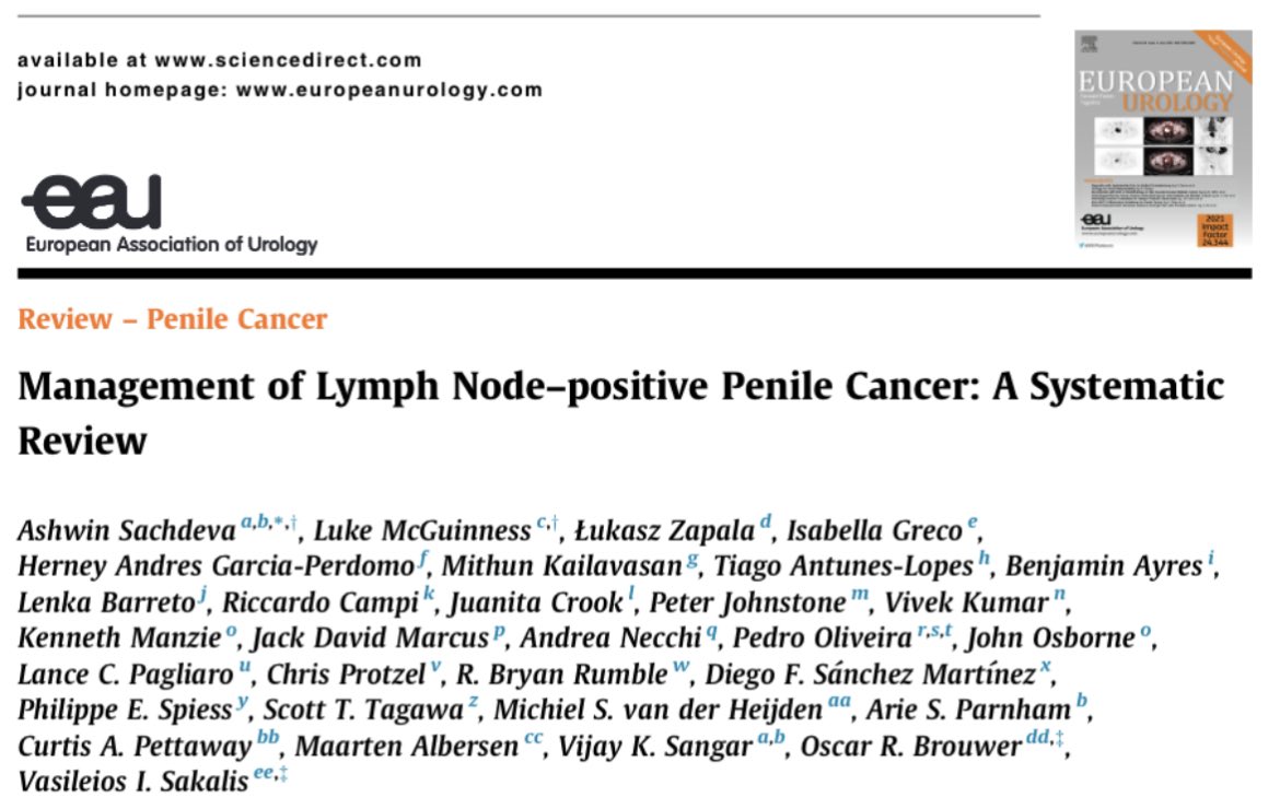 🗣Systematic review evaluates treatment options for inguinal and pelvic lymphadenopathy in #penilecancer patients 
➡️Among 107 studies (9582 patients), evidence suggests surgery as primary management of LN disease
👉Early inguinal LN dissection may enhance survival 
Follow 🧵