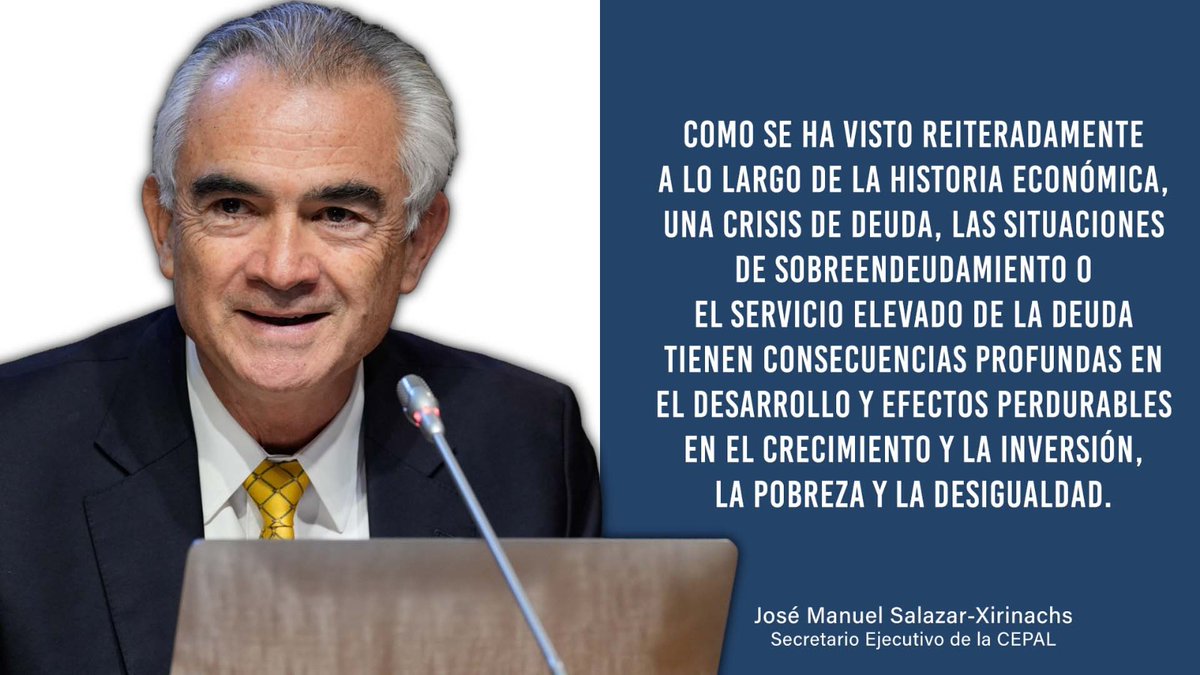 Cuando el servicio de la deuda aumenta a niveles insostenibles, se presentan crisis de deuda: <a href="/JoseMSalazarX/">JoseMSalazarX_CEPAL</a> en informe #CEPAL “Deuda pública y restricciones para el desarrollo en #ALC” presentado en Seminario #PolíticaFiscal 2023.
¡No dejes de leerlo! 📖bit.ly/3WfF7m9