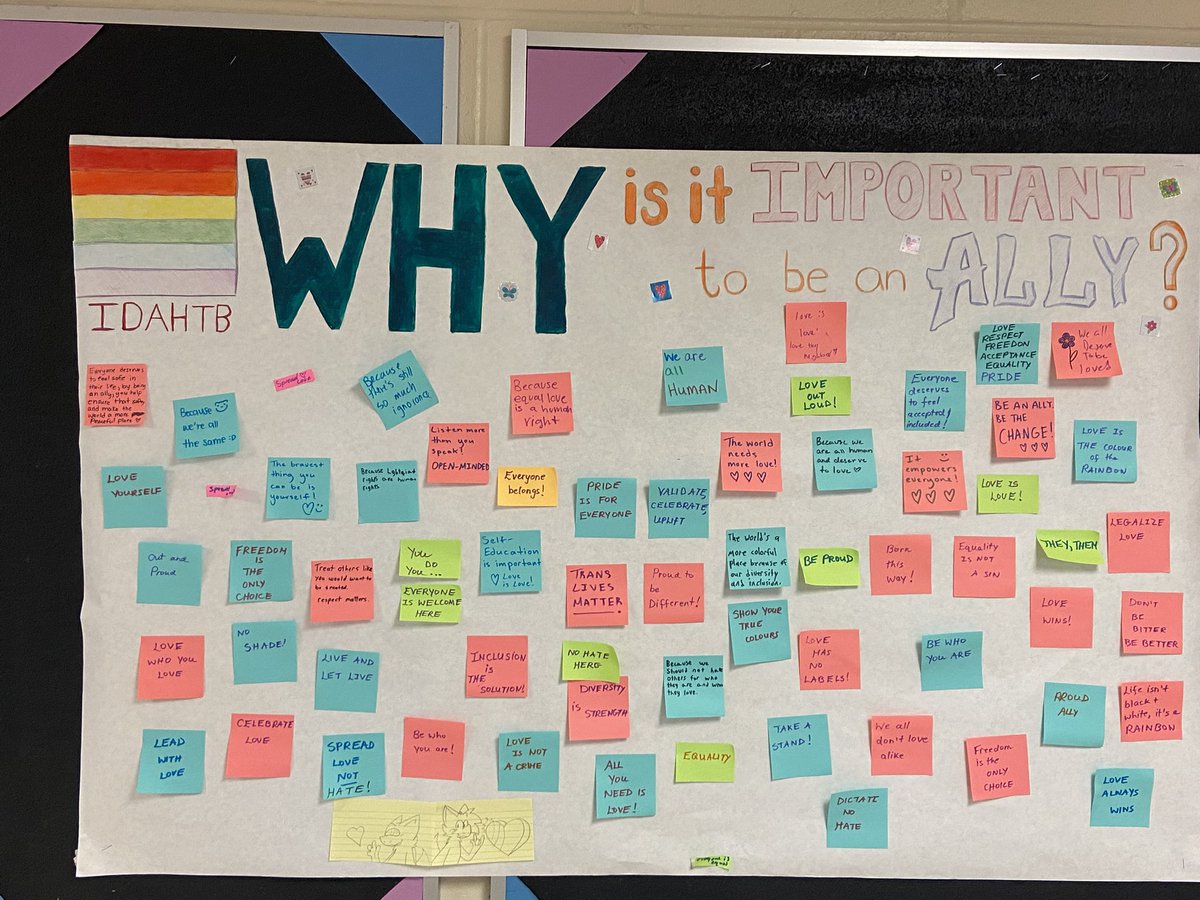Beautiful messages of ally ship yesterday from students &amp; staff on the International Day Against Homophobia and Transphobia. Everyone is welcome &amp; valued at Glendale! #YouBelongHere #IDAHOBIT #IDAHOBIT2023