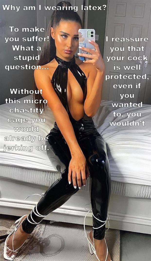 MistressL0la's tweet photo. What a pain ! For you only :)

#chastity_captions #chastity #keyholder
Original pic: https://t.co/XFfvsQFkp9 https://t.co/wYvax1koCE