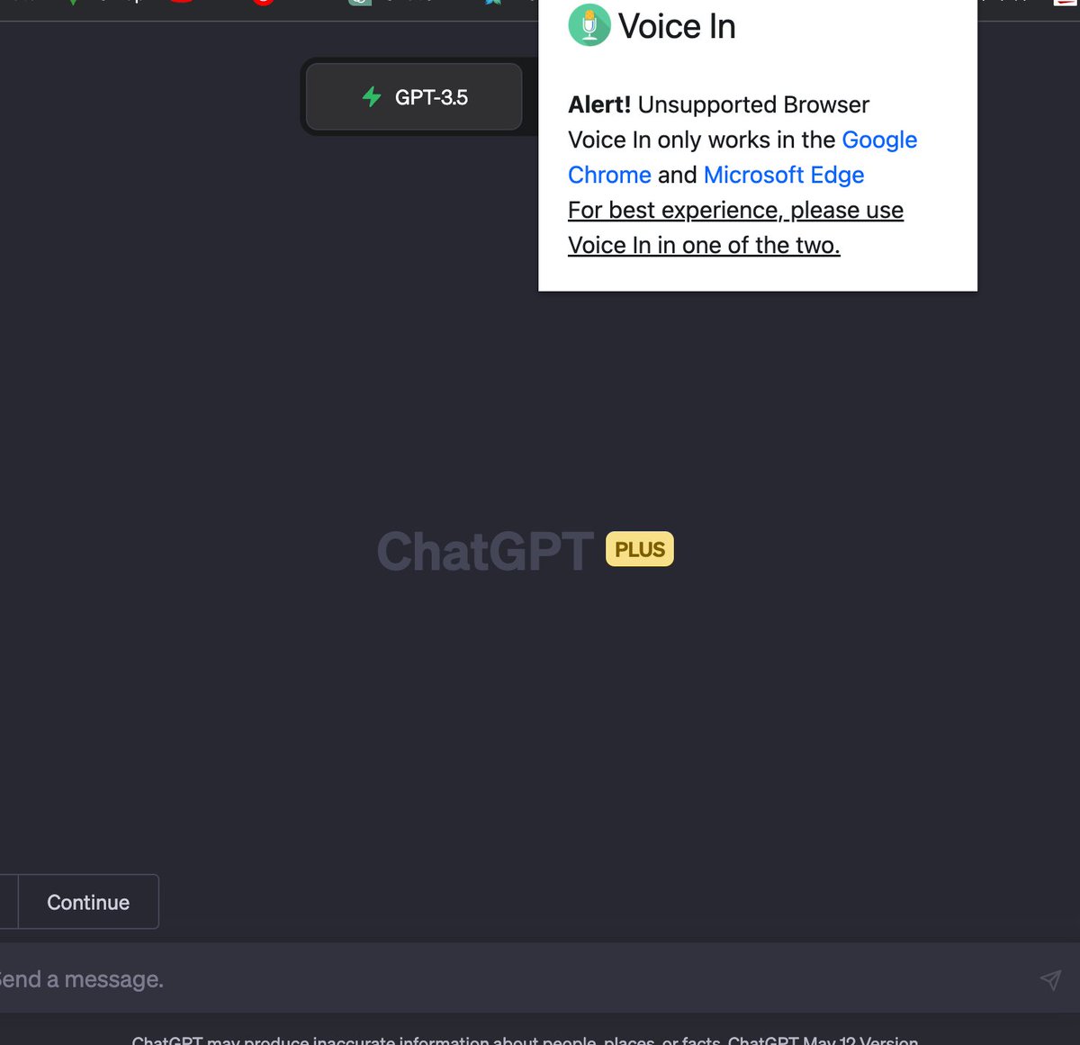 TakumaKudo's tweet photo. ショック…｡便利で使い倒してたChrome拡張アプリの「#VoiceIn」が､突如､Chronium系のブラウザ #Sidekick で使えなくなった…｡Chrome拡張がSidekickで使えないとかあり？どうにかしてくれ､両サービス…｡

せっかく音声入力が板についたのに…
macで使える音声入力どこにあるや…
#ChatGPT #mac https://t.co/jBEanXdF2o