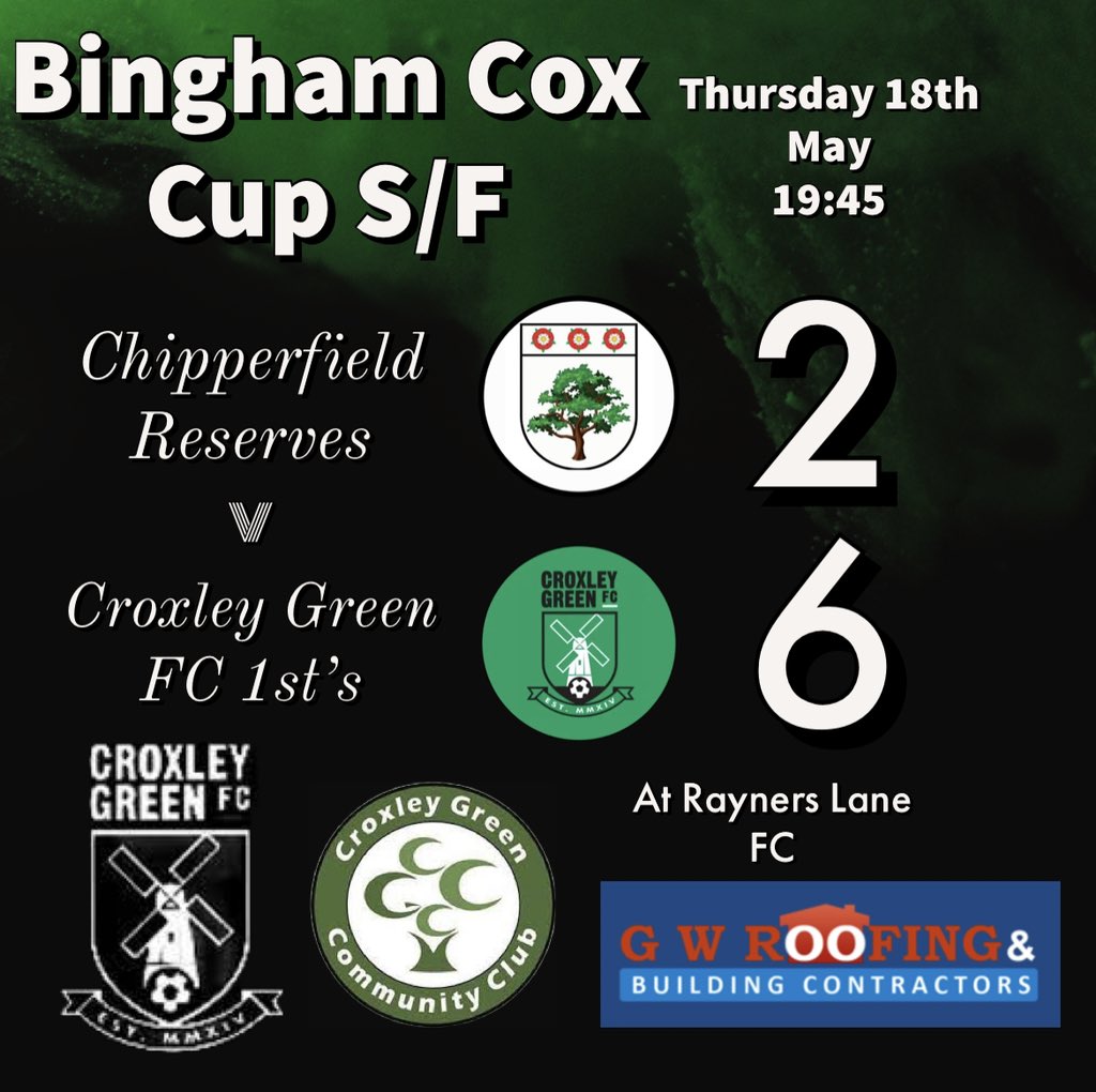 croxley_fc's tweet photo. All over at Rayners Lane and a huge semi final win for CGFC 1st’s! A final showdown set up with Division Two high flyers @hemel_rovers 🏆🟢⚫️ https://t.co/OyLvhwUvcd