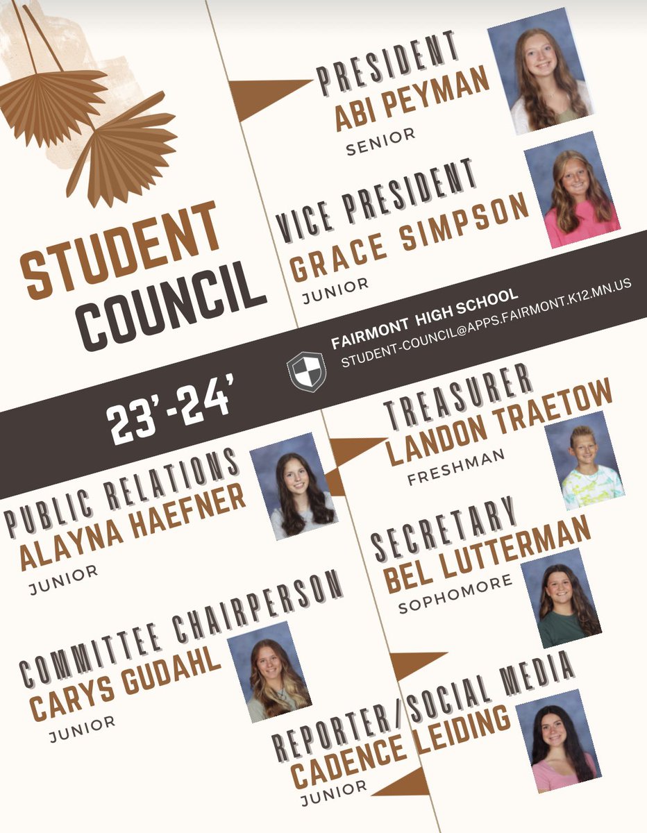 StuCo_Fairmont's tweet photo. Congratulations to your Student Council 23’ - 24’ Officers!! https://t.co/WC06wy39GT