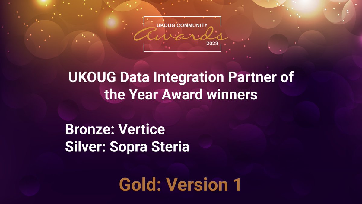 The winners for UKOUG Data Integration Partner of the Year Awards are…. #UKOUG #CommunityAwards #Oracle #RedBull #Winners