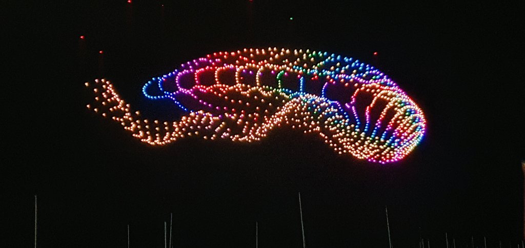RupGeneva's tweet photo. Feu ô Lac festival in Geneva. Europe's biggest drone display was mesmerising. 1350 drones used 😮 #geneva #geneve #drones #droneshow https://t.co/o9Ym2HFpKa