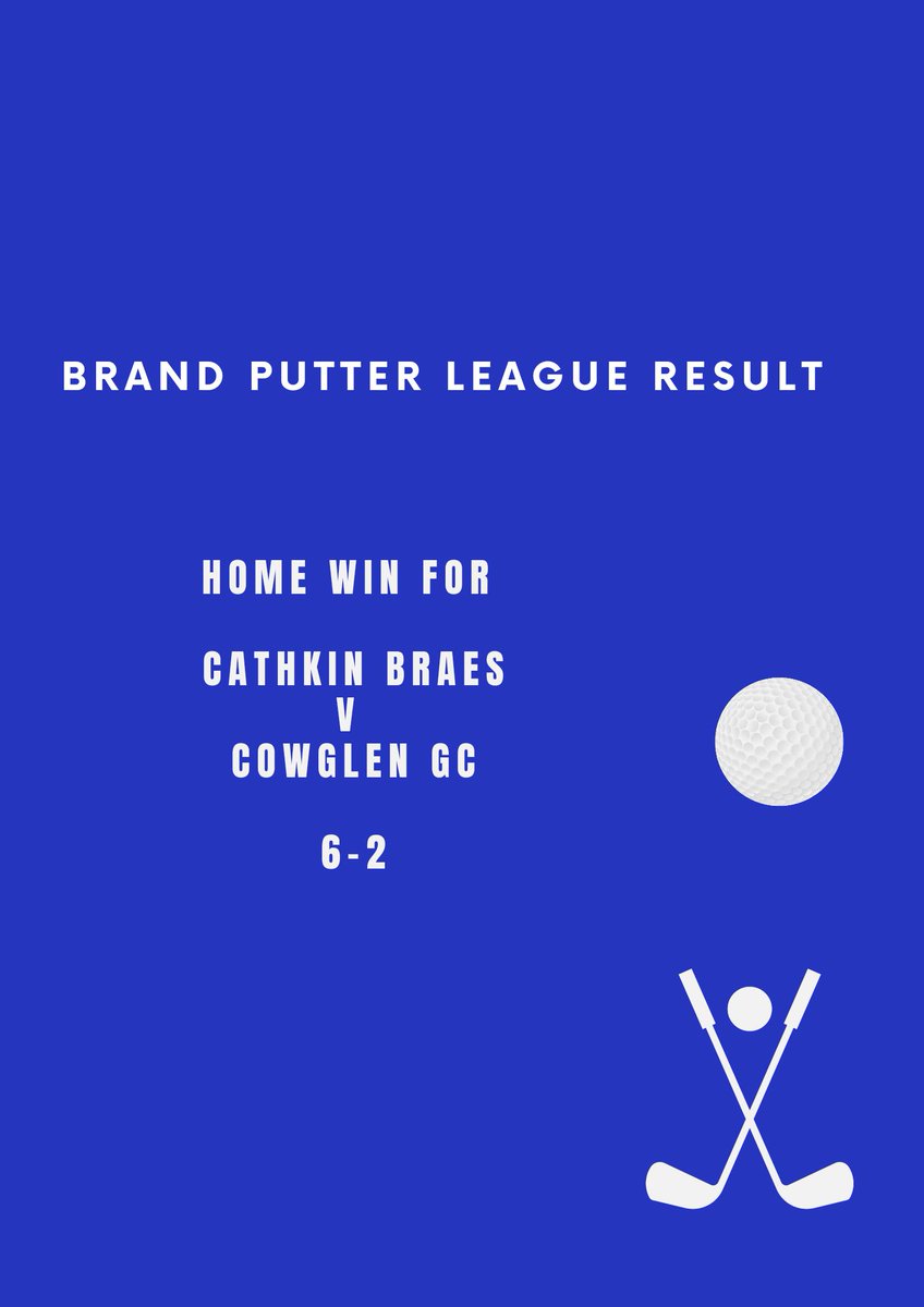 Update on last night's Brand Putter League result where Cathkin Braes beat last year's BPL winners Cowglen at home .Last Friday was the opening game where Cathkin Braes halved the match away to Cathcart Castle. 👍 Start to the campaign 👏