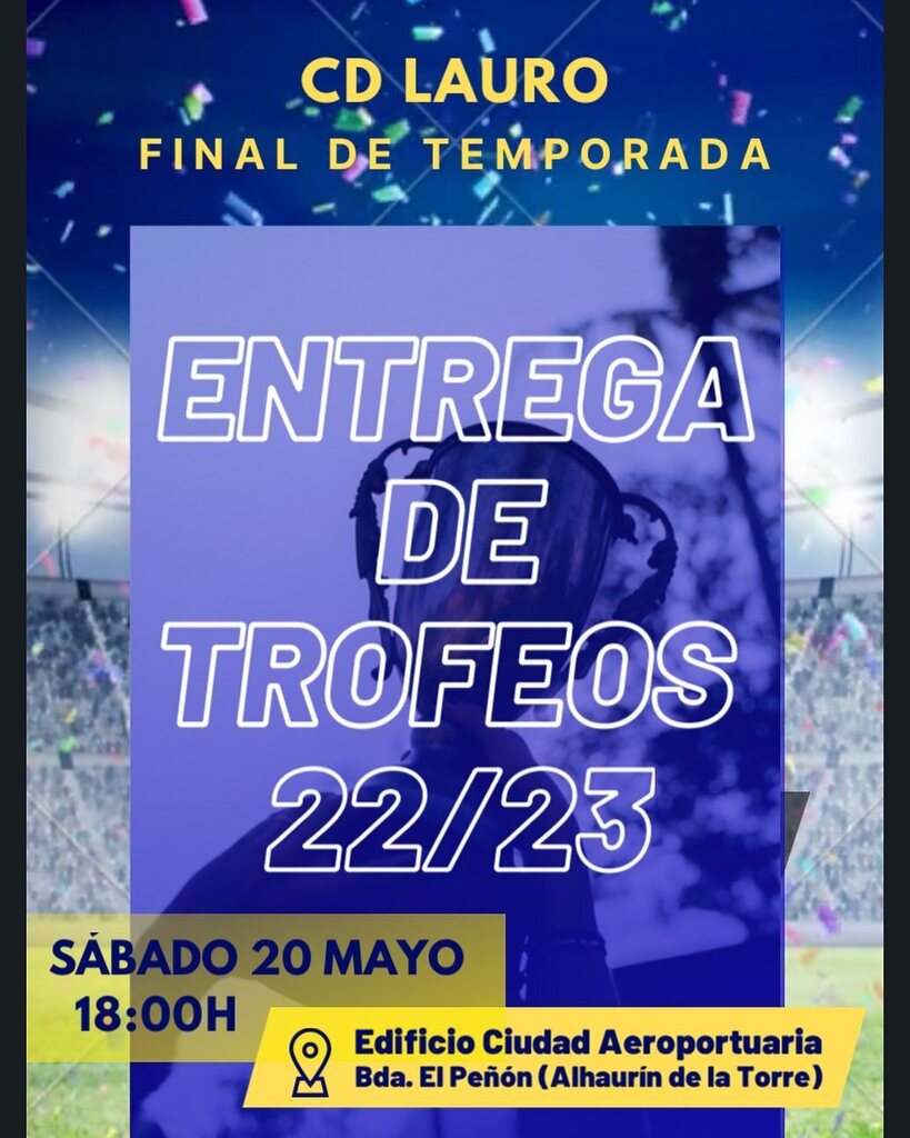 Cdlauro's tweet photo. ‼️Se cambia la ubicación para la fiesta de  final de temporada‼️
📍Edificio Ciudad Aeroportuaria 
Barriada El Peñón - Alhaurín de la Torre
⏱️18:00h

¡¡Os esperamos!!🏆🙌🏼⚽️ https://t.co/PdAL5KzbCp