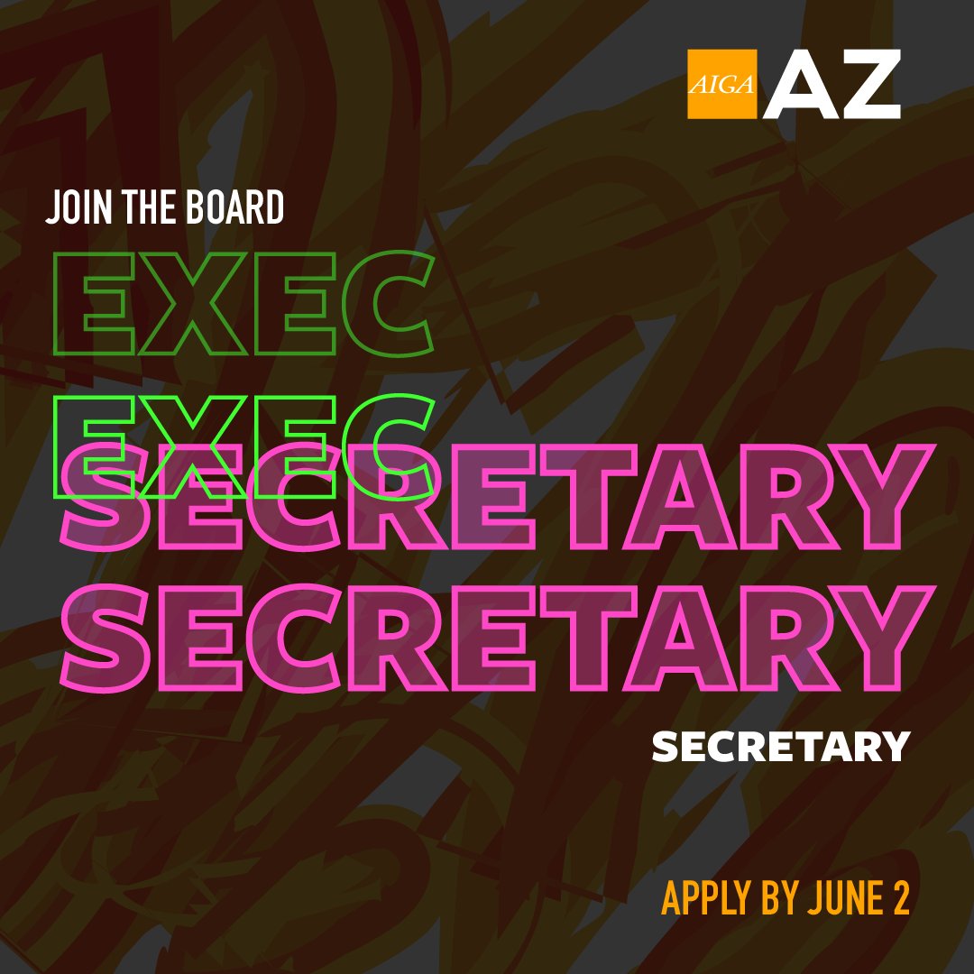 JOIN THE BOARD! If your toxic trait is organization this one's for you, apply for our Secretary position. Apply by June 2. loom.ly/TIIK9KY

#aigaaz #aiga #jointheboard #creative