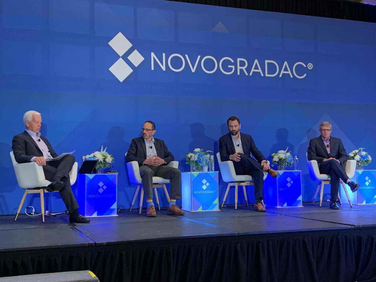 NovogradacNews's tweet photo. "The cost of debt is competitive," says James Rector with @SunwestBank during the #NovocoRETC panel on debt financing insights. Panelists talk about the importance of thinking and adjusting dynamically in a renewable energy finance market that is rapidly evolving. https://t.co/2Kdkcok9h1