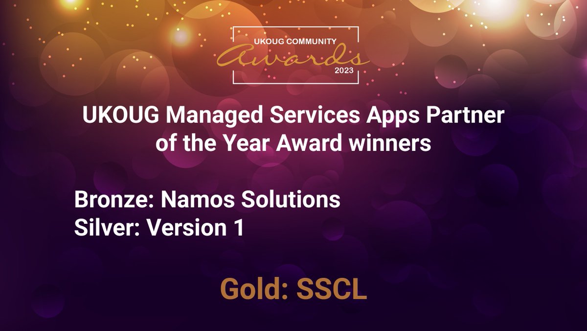 The winners for UKOUG Managed Services Apps Partner of the Year Awards are…. #UKOUG #CommunityAwards #Oracle #RedBull #Winners