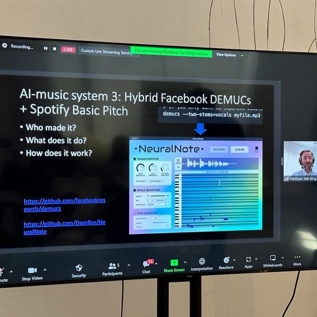 esproncedabcn's tweet photo. Interactive and immersion workshops in new technologies, within Nubia Residence 2023 program.
AI&amp;Music workshop conducted by Goldsmith London professor Matthew Yee-King./3D sound workshop conducted by Carlos G. Reche with the IRCAM/Pompidou software.
#artresidency #newtechnology https://t.co/AeOyDJSsC0