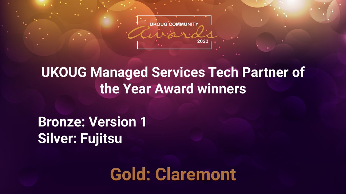 The winners for UKOUG Managed Services Tech Partner of the Year Awards are…. #UKOUG #CommunityAwards #Oracle #RedBull #Winners