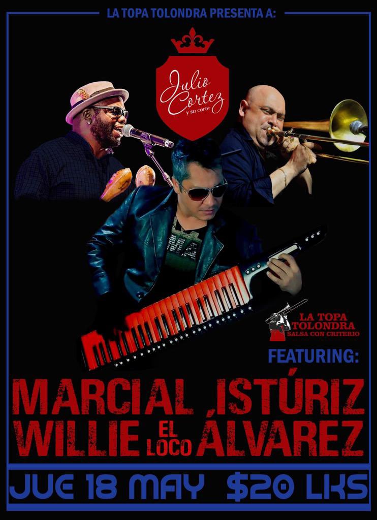 <a href="/MarcialSonero/">Marcial Istúriz®♎</a> en #Cali invitando esta noche en <a href="/latopabar/">LaTopaTolondra</a> estaré presente junto a un cartel de lujo: Julio Cortez y su corte y Willie “El loco” Álvarez