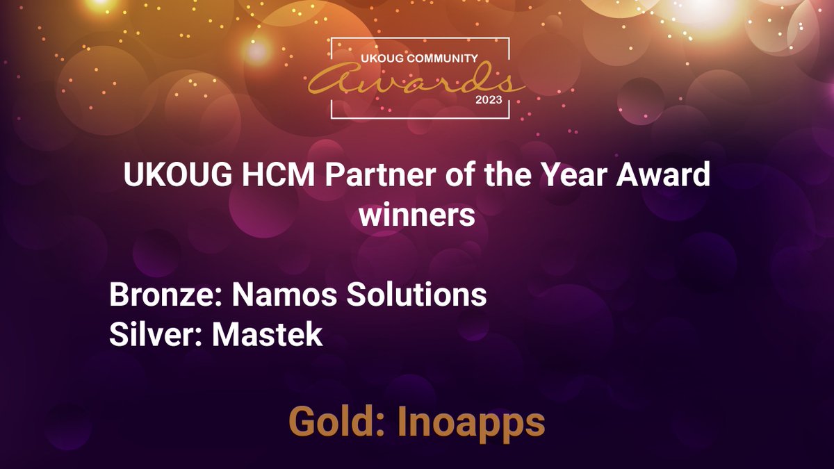 The winners for UKOUG HCM Partner of the Year Awards are….
#UKOUG #CommunityAwards #Oracle #RedBull #Winners