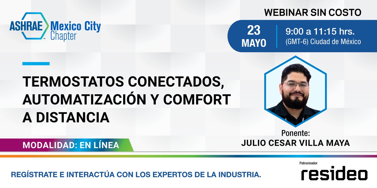 ashraecdmx's tweet photo. Ya puedes registrarte al 2º #WebinarGratuito de Mayo. Te esperamos el próximo Martes, 9:00 AM (GMT-6) CDMX.
📃 #Termostatos conectados, #Automatización y comfort a #distancia
👏 @Resideo
➡️https://t.co/7ldoN7btXy⬅️
#Regístrate e #interactúa con los #expertos de la #industria https://t.co/u0SfxXM6Xn