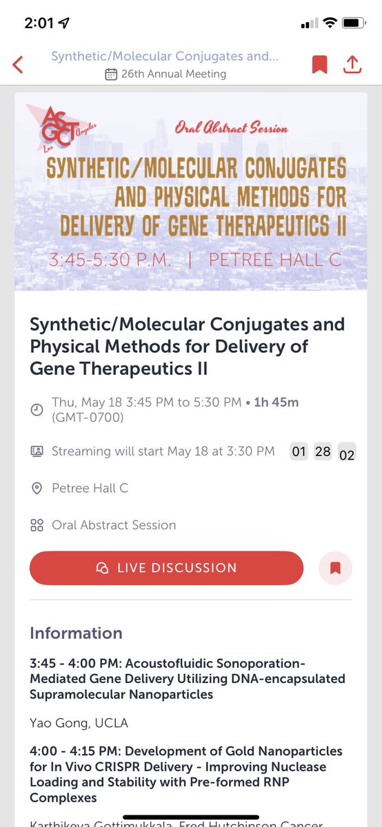 Hey #asgct attendees - come check out the second nonviral oral abstract session of the meeting starting at 3:45 pm in Petree Hall C!

Excited to co-chair this session packed with nanoparticles, CRISPR, plasmid trafficking, and more - see you there.

#ASGCT2023 #ASGCT23