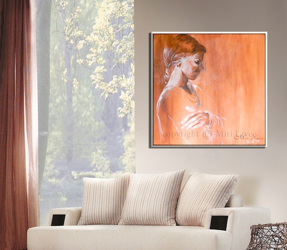 Female Art, Girl Painting, Peaceful Art, Painting etsy.me/3v1b6s6 #femalefigure #girlpainting #peacefulart #paintingwoman @etsymktgtool