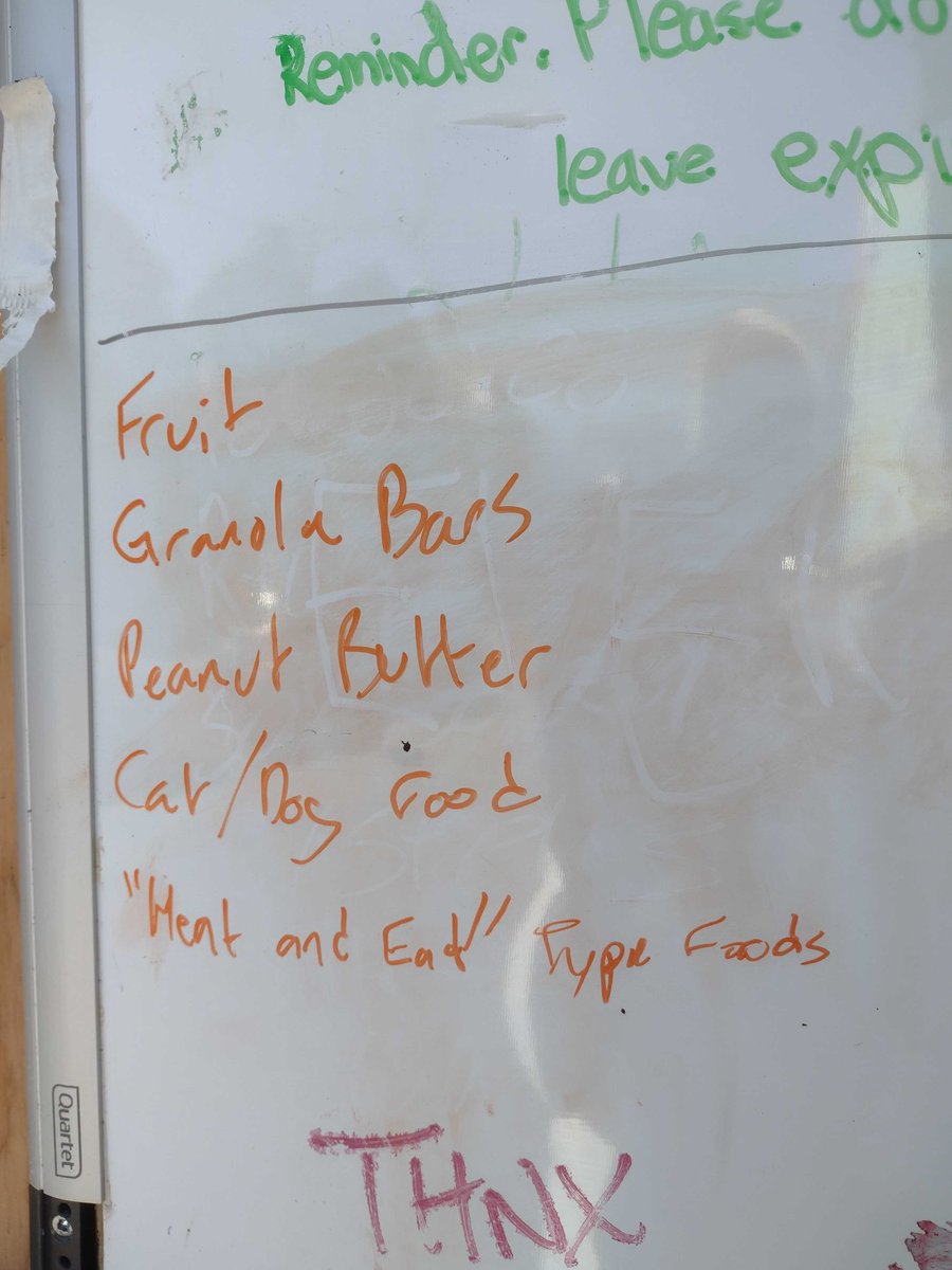 Our fridge &amp; pantry are currently empty, please considering dropping some items by! Our request board include fruit, granola bars, peanut butter, cat/dog food, &amp; heat and eat type foods (think ramen/frozen dinners). DM if you want to donate to our amazon wishlist or e-transfer!
