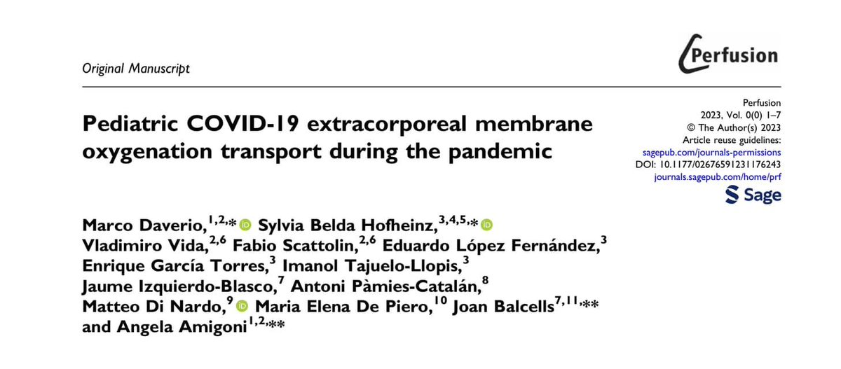 Pediatric #COVID19 #ECMO transport during #pandemic: challenging! Despite limited number of #PedsICU pts treated, this report of EuroECMO COVID_Neo/Ped Survey suggests that mobile ECMO feasible/safe when performed by experienced multidisciplinary team.
🖇️ bit.ly/3Wl8GTp