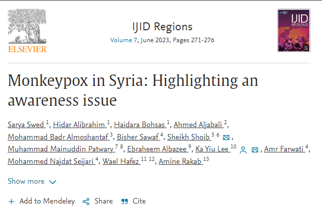 Our paper is available online 
sciencedirect.com/science/articl…
@SaryaSwed 
<a href="/HaidaraBohsas/">Haidara Bohsas</a> 
<a href="/BisherSawaf/">Bisher Sawaf, MD</a>