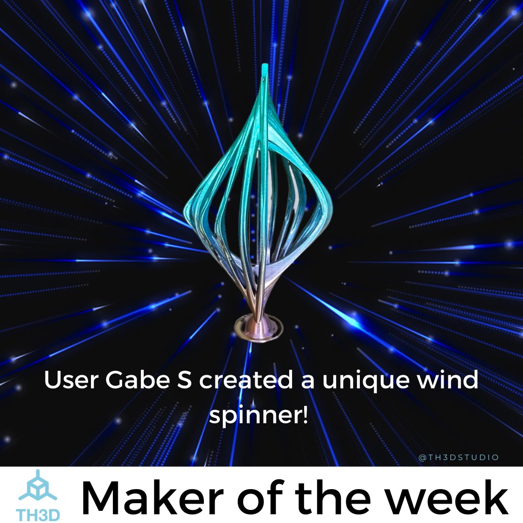 TH3DStudio's tweet photo. π¬οΈ Maker of the Week: Gabe S! π
Gabe crafted a mesmerizing wind spinner that captivates with its graceful motion. Check out their innovative creation! #MakerOfTheWeek #WindSpinner #3DPrinting
Link to the STL π https://t.co/4X0mhrBqQG https://t.co/eQqG9AKRyG