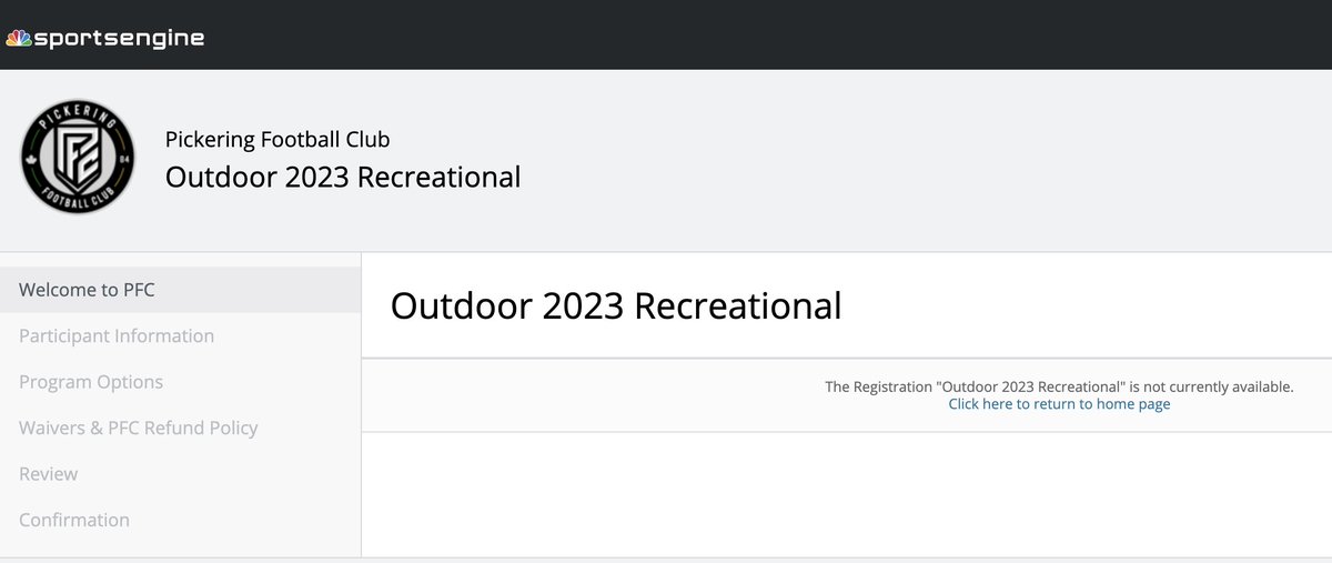 jaysuryadeb's tweet photo. @PickeringFC When I call I am told that I can register for Outdoor 2023 online but when I click on the link in the website it shows this message. Is it a glitch or the program is full or something else? Thanks. https://t.co/YlYM6ARwUf