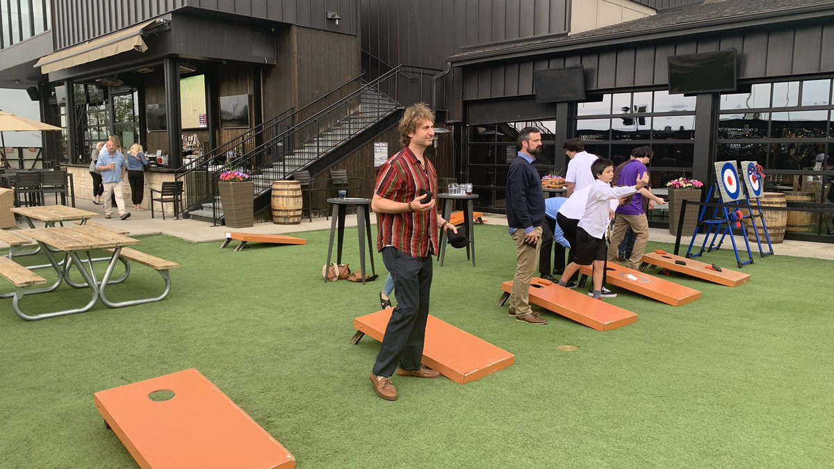 stemschoolHR's tweet photo. What a wonderful way to celebrate graduation and the end of the school year.  STEM current and some former staff gathered at ViewHouse for food, games and socializing as everyone reflected on another successful year.  

#celebration #viewhouse #games #teamwork #IgniteTheSpark https://t.co/xgAlQLEjUx