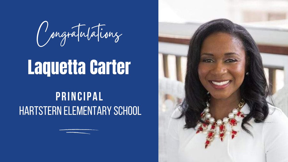 🎉 CONGRATULATIONS! Laquetta Carter named 🆕 principal at Hartstern Elementary School!  

STORY ➡️ bit.ly/3BETQxG 

#WeAreJCPS @HartsternElemJ1