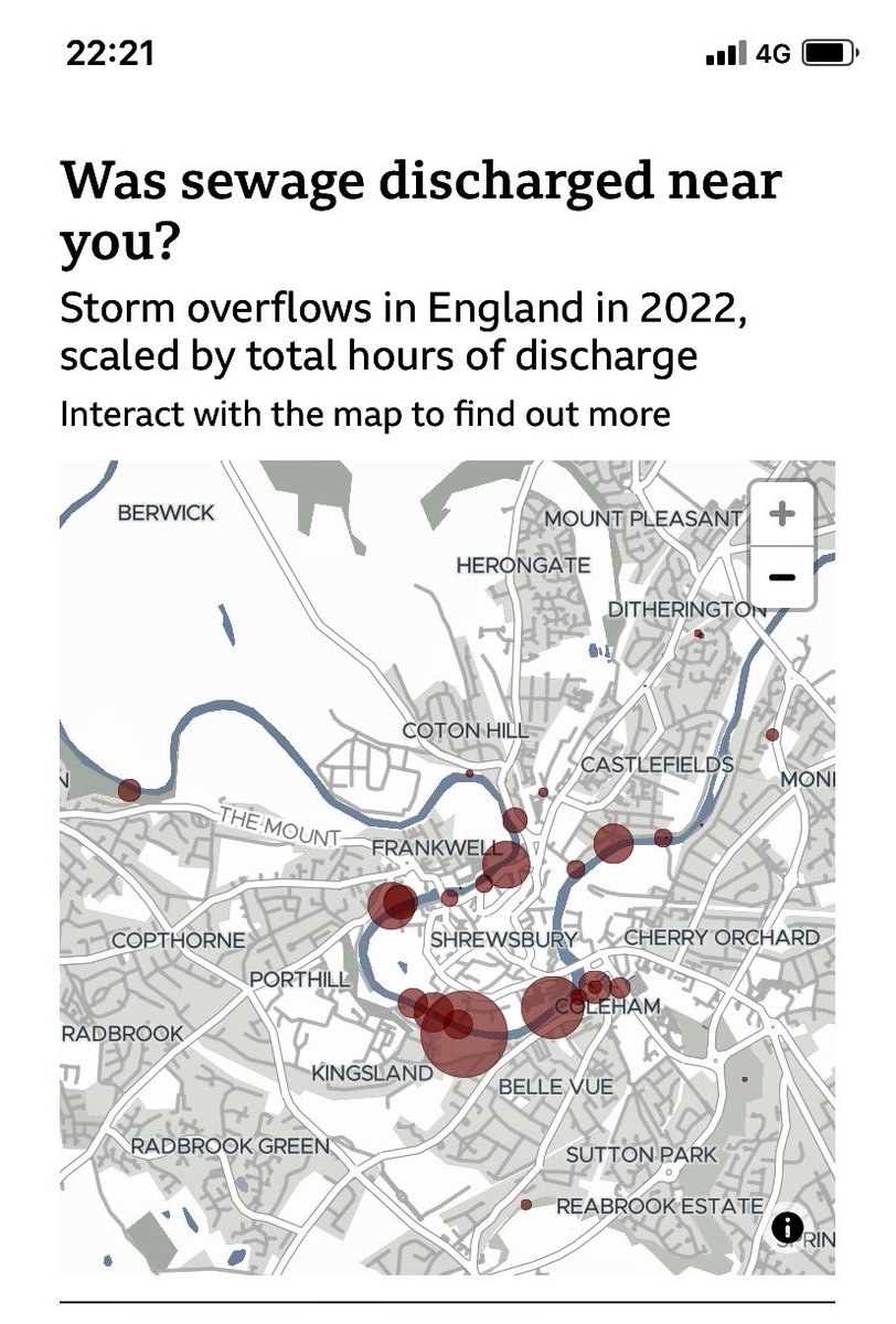 #Shrewsbury The BBC helpfully allowed us to zoom in on a bright red spot on the U.K. map showing where a disproportionately huge amount of sewage was being dumped. Here it is.