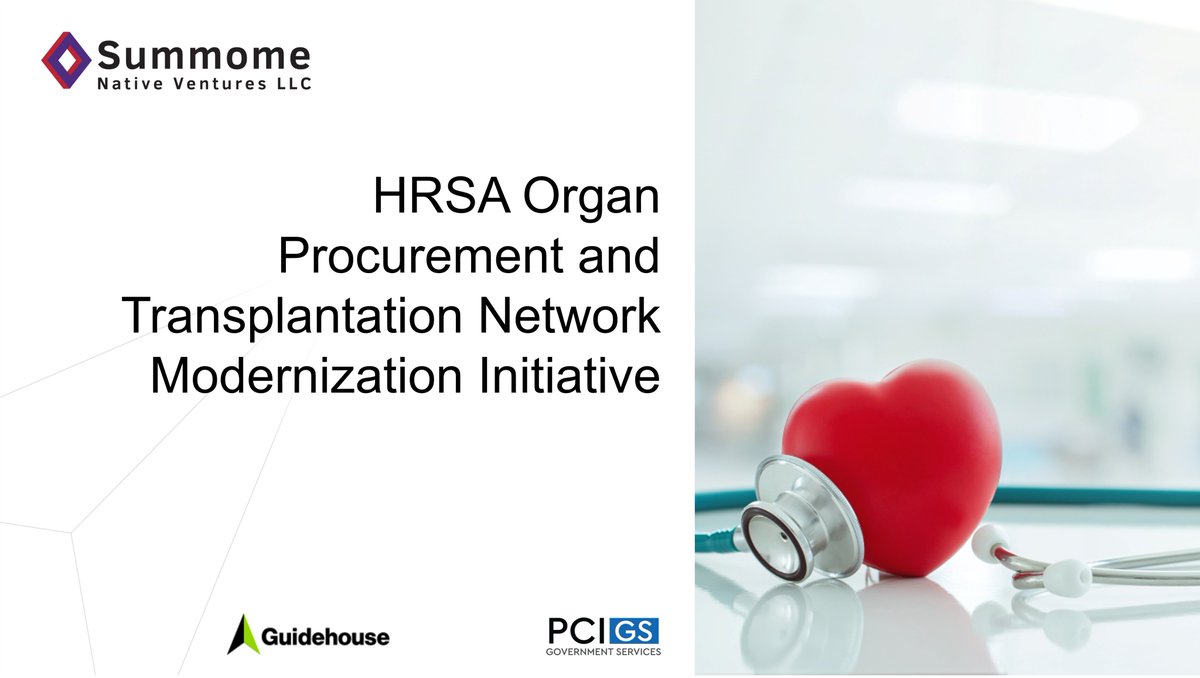 RT <a href="/GuidehouseHC/">Guidehouse Health</a> : Summome Native Ventures, a Small Disadvantaged Business JV between <a href="/Guidehouse/">Guidehouse</a> and PCI Government Services, has been awarded a contract from <a href="/HRSAgov/">HRSA</a> to help modernize the design and implementation of the Organ Procurement and Transpla…