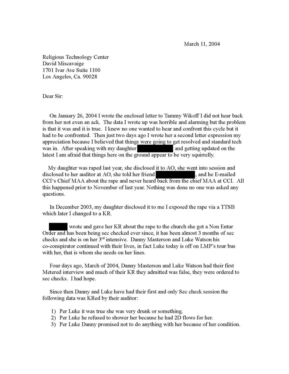 For the first time, I am publishing an internal Scientology communication that Jane Doe #1’s mom sent to David Miscavige seeking justice for her daughter after she was raped by Danny Masterson.

Instead of protecting her, Miscavige tried to destroy her. 

open.substack.com/pub/leahremini…