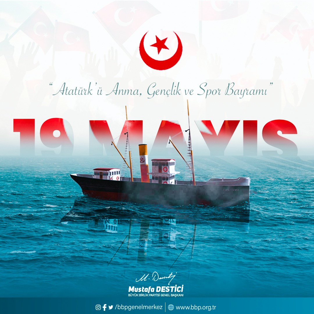 Modern ve bağımsız Türk devletinin kahramanlıklarla dolu kuruluşunun başlangıcı olan 19 Mayıs 1919’un 104. yılında Mustafa Kemal Atatürk, silah arkadaşları, şehitlerimiz ve gazilerimizi rahmet ve minnetle anıyor, milletimizin Atatürk'ü Anma, Gençlik ve Spor Bayramı’nı kutluyoruz.