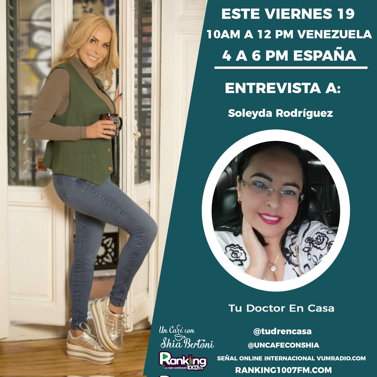 uncafeconshia's tweet photo. Este #Viernes en #UnCafeconShiaBertoni por @Ranking1007 desde las 10am con todo el #PeriodismoDeSalud https://t.co/3lKKqPjhbr