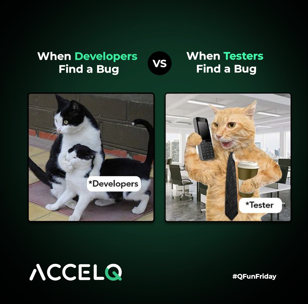 Developers find a bug vs. Testers find a bug🐞😂

#Tester #TestAutomation #SoftwareDevelopment #SoftwareDev #Developer #Programming #Coding #JavaScript #Technology #QAEngineer #SoftwareTesting #DataScience