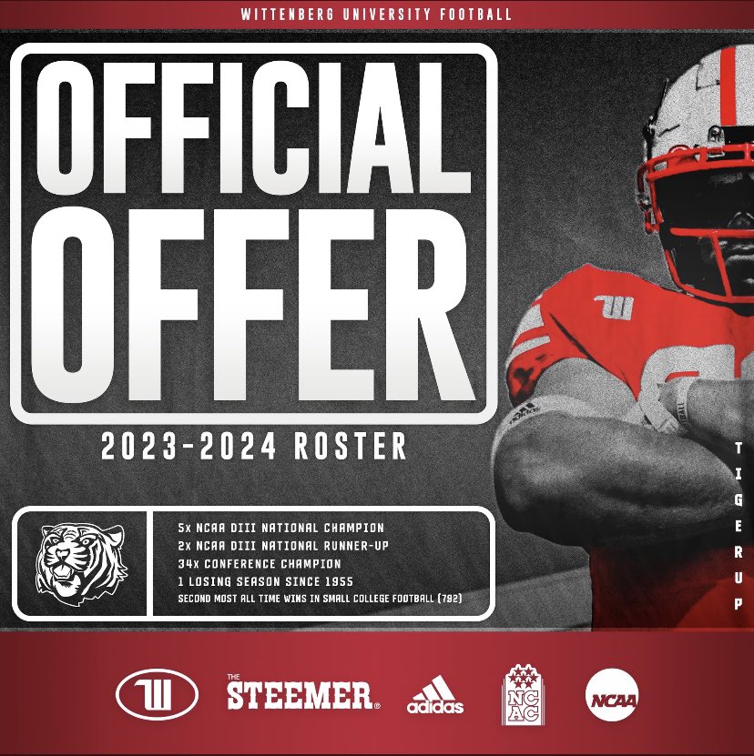 After a great visit and talk with <a href="/cdavie51/">Clay Davie</a> I am truly blessed and thankful to have received my first college football offer from <a href="/WittFootball/">Wittenberg Football</a>!! <a href="/AlterHSFootball/">Alter HS Football</a> <a href="/JimCollins_FB/">Jim Collins</a>
