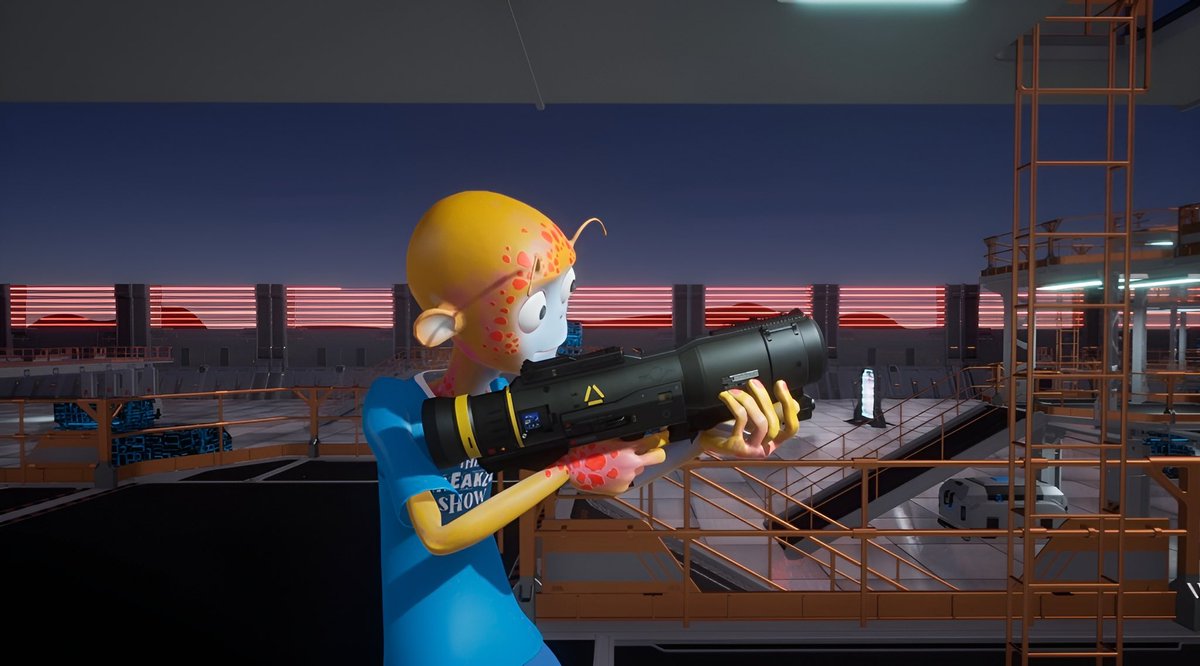 Freaky Alien is enjoying his new laser gun and figuring out whom he can blast away.

What other weapons would you like to see? 🎮🔫