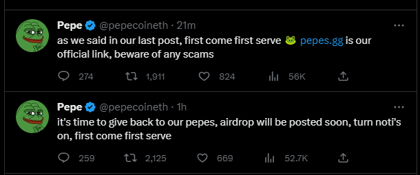 vaishal89832443's tweet photo. 🚨 BREAKING 🚨

$PEPE JUST ANNOUNCED THEIR OFFICIAL AIRDROP. BEWARE OF ANY SCAMS, CLAIM ON THEIR OFFICIAL WEBSITE 👇

🔗 https://t.co/j6eYM5LIKm

$PLSX #pulsex #pulsechain $HEX $PEPE $WAGMI $MONG $DONS $BEN #pepeislove $GEN $BOBO #LADYS #memecoins $SFUND #pepearmy #crypto #Tether https://t.co/D0VjY0fx41