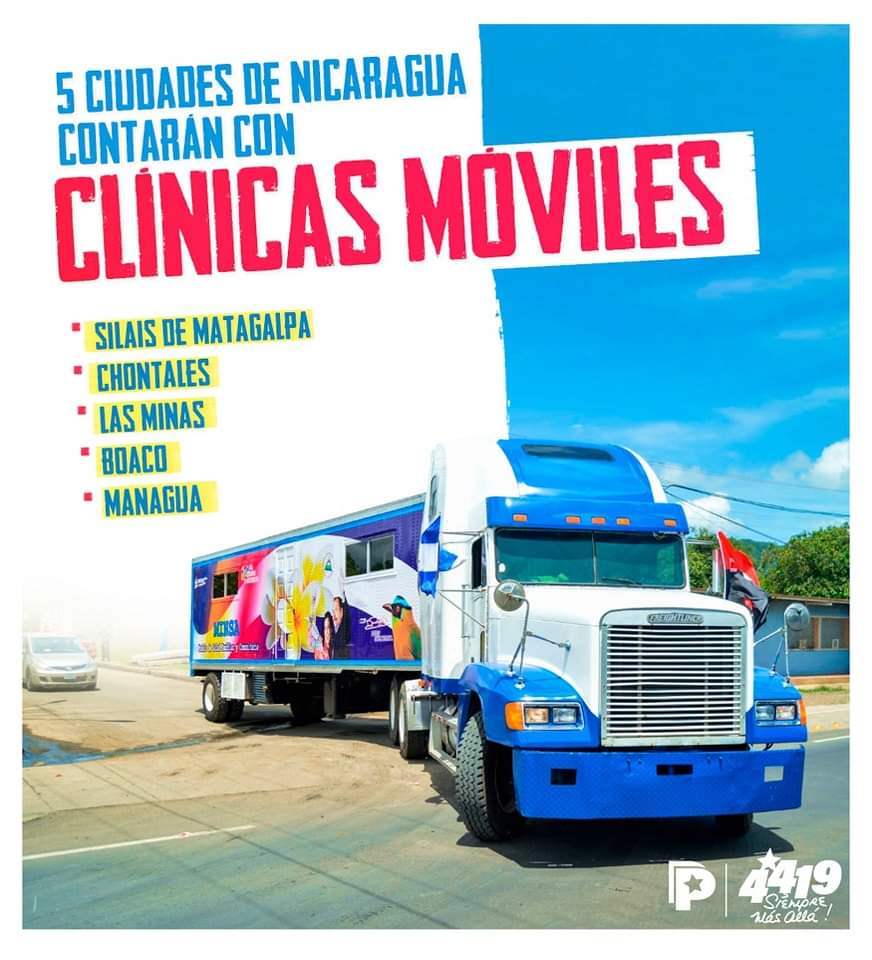 En conmemoración del natalicio del General Augusto C. Sandino, el Ministerio de Salud entregará cinco clínicas móviles equipadas a los SILAIS de #Matagalpa, #Chontales, #LasMinas, #Boaco y #Managua. 🇳🇮🚛🔴⚫ 🚚

#SandinoLuzYVerdad