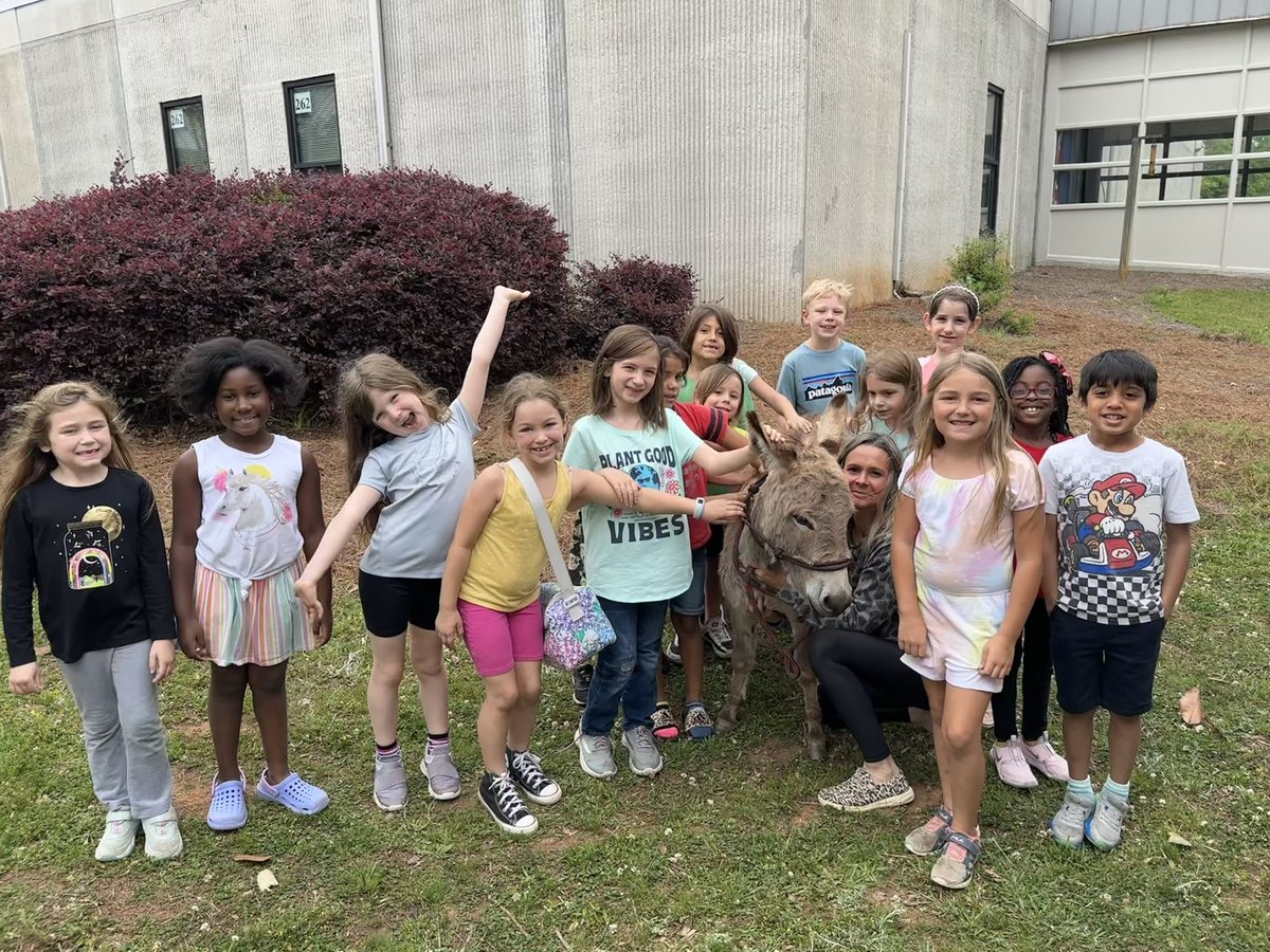 BrandMedlin's tweet photo. When your 1st graders finish their animal unit and your friend brings their donkey and baby goat to school it’s the best day ever! @CobbAlp @keheleycomets #lovetothinkhere https://t.co/pHEVx8qwIA