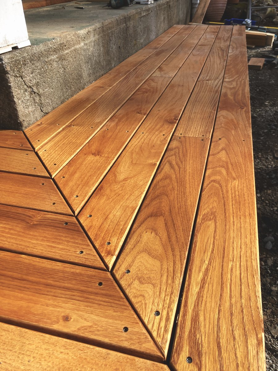 dcbryan's tweet photo. @tomkimmerer I had the opportunity to mill a few black locust trees here in the Pacific Northwest. They're now decking for a little front step, planter boxes and a trellis, all will probably outlast the house. https://t.co/1EW9I9ymHD