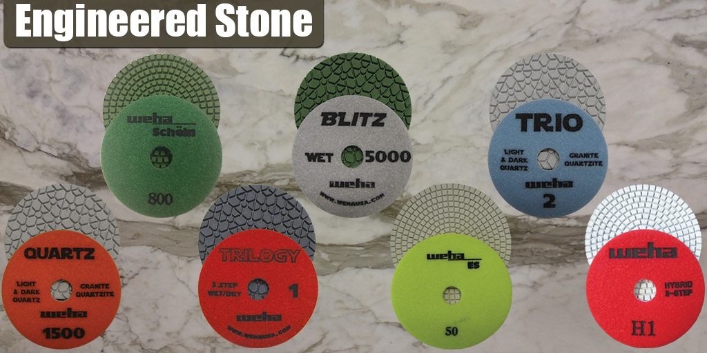 Weha offers many #polishing pads that work on engineered stone. Check out the list here: goo.gl/wUNrZy