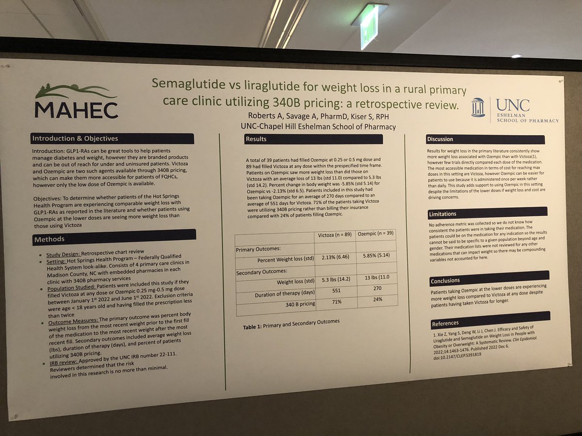 Rural scholar poster at National Rural Health meeting. Way to go Aaron Roberts! #NRHA23SD #uncpharmacy #unc_pace