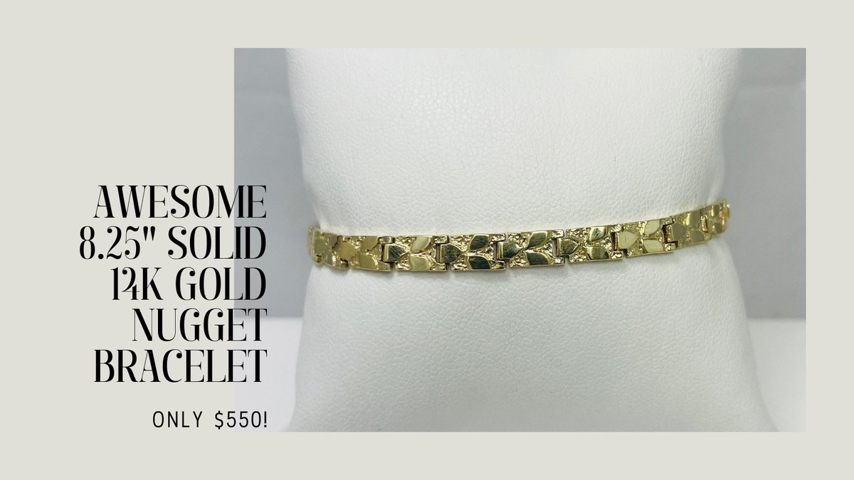 ONLY $550!⭐️
Awesome 8.25' Solid 14k Gold Nugget Bracelet
facebook.com/rickkleinvehnd…
#rickkleinvehndiamondbrokers #gold #goldnugget #jewelry #goldjewelry #bracelets #goldbracelets #finejewelry #jewelrylovers #jewelryforsale #jewelrygifts #thursday #thursdayvibes #ThursdayMotivation