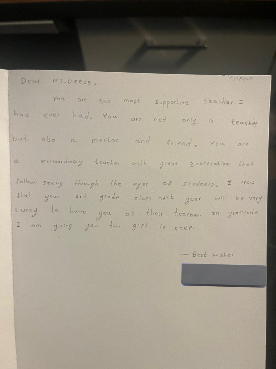 😭🫶 Probably the kindest note a student has ever wrote for me