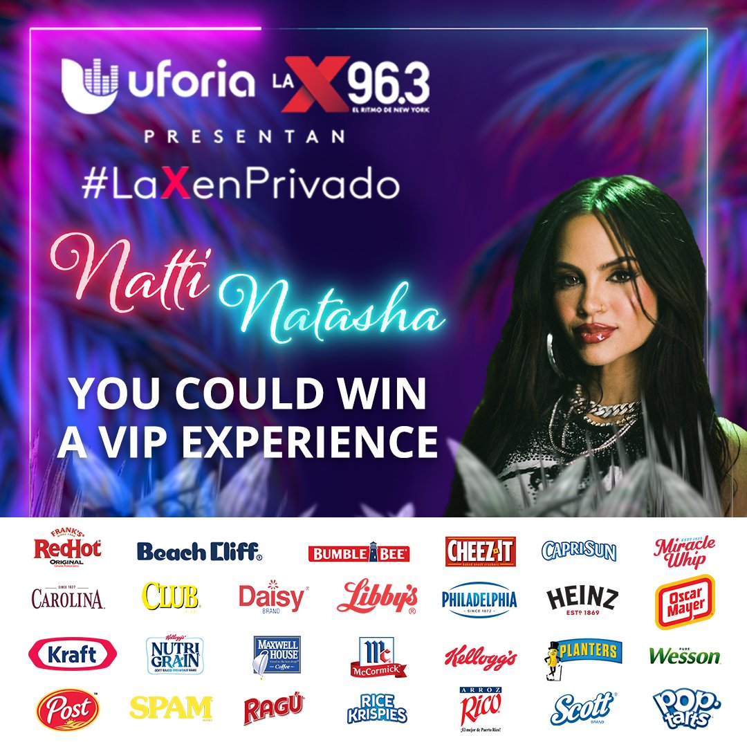 Here is your chance to win a VIP experience to NATTI NATASHA EN PRIVADO! You could win 2 VIP tickets and more surprises to see Natti Natasha at <a href="/X963FM/">96.3 La X</a>'s private concert this June 6th in New York City!

TO PARTICIPATE:
Visit shopassociated.com and enter the sweepstakes