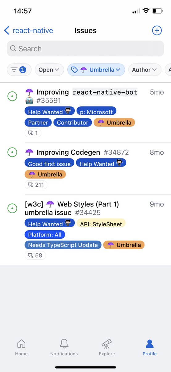 kadikraman's tweet image. Ever wanted to contribute to React Native but don't know where to start?
Watch out for ☂️ issues on the React Native repo github.com/facebook/react…
They contain a small small bite-sized tasks that anyone could pick up!
Great talk by @CipolleschiR at #chainreactconf